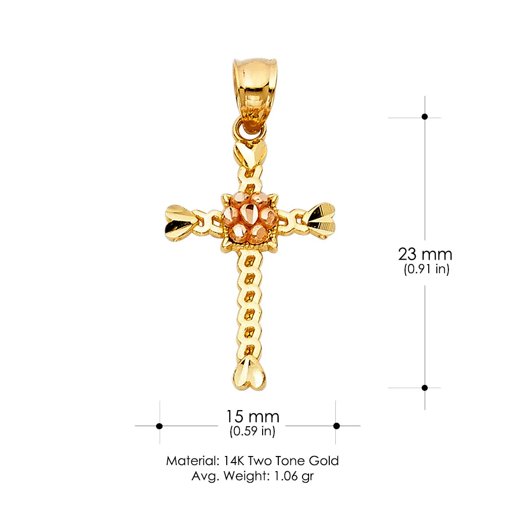 14K Gold Crucifix Charm Pendant with 2.3mm Figaro 3 1 Chain Necklace