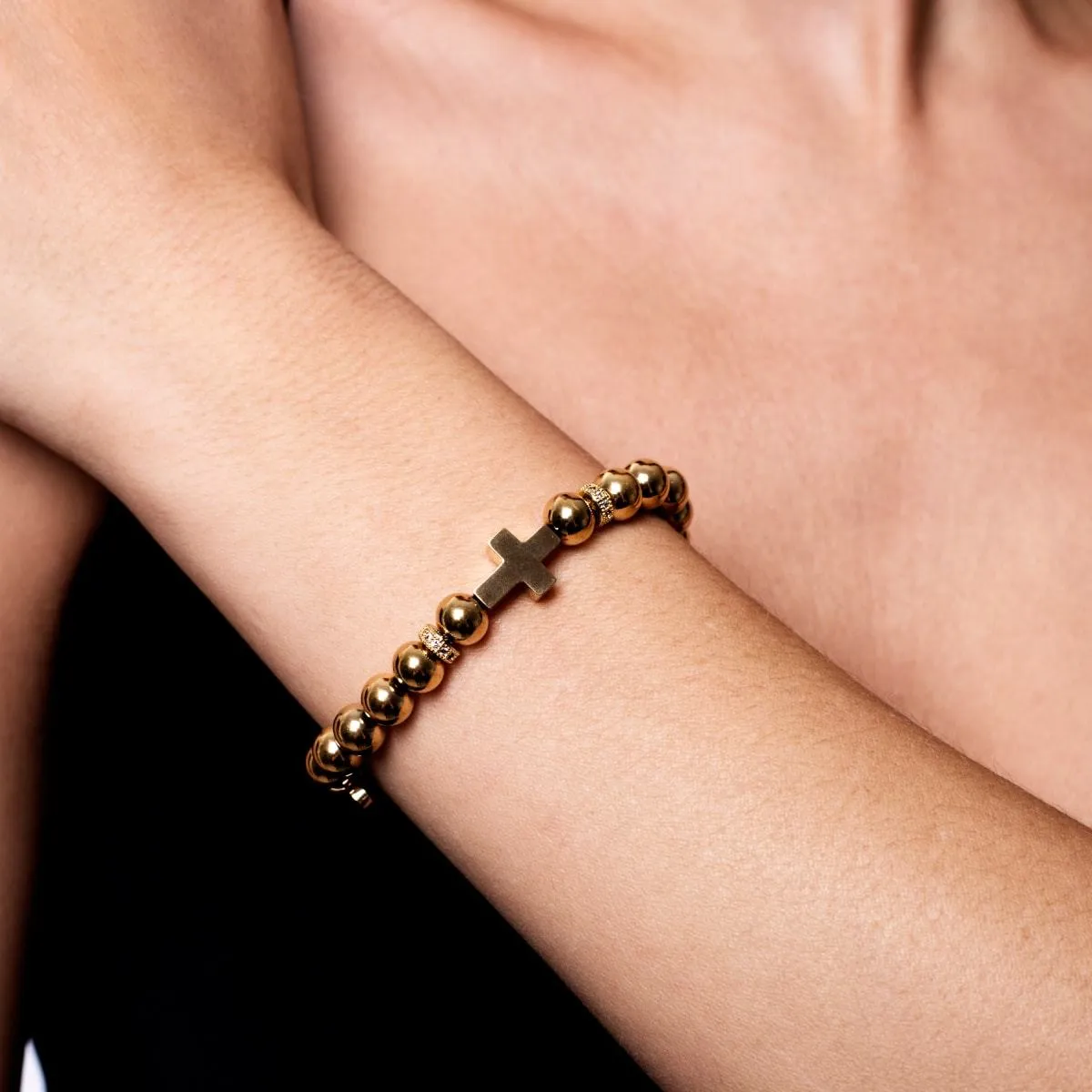 18k Gold | Gilded Cross Bracelet