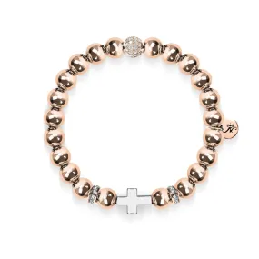 18k Rose Gold and Silver | Gilded Cross Bracelet