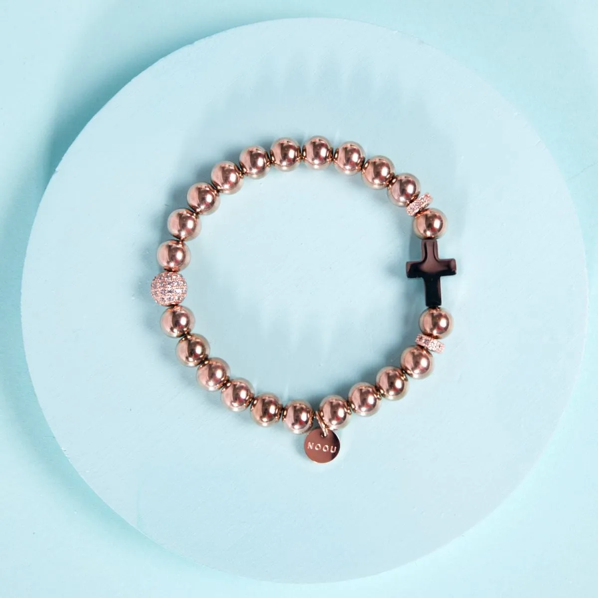 18k Rose Gold and Silver | Gilded Cross Bracelet