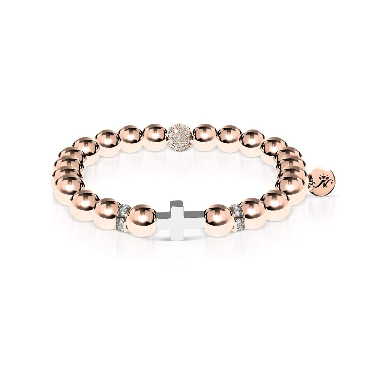 18k Rose Gold and Silver | Gilded Cross Bracelet