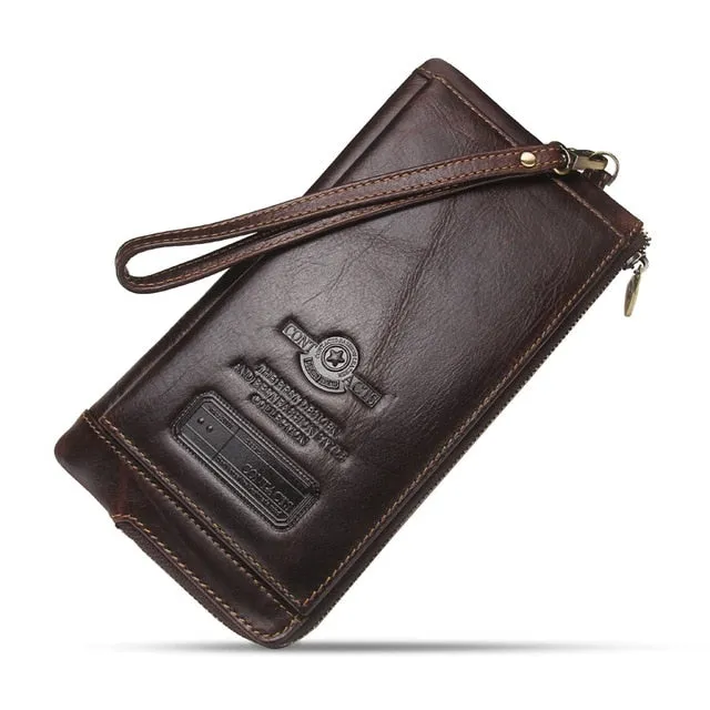 2018 Men Wallet Clutch Genuine Leather Brand Rfid  Wallet Male Organizer Cell Phone Clutch Bag Long