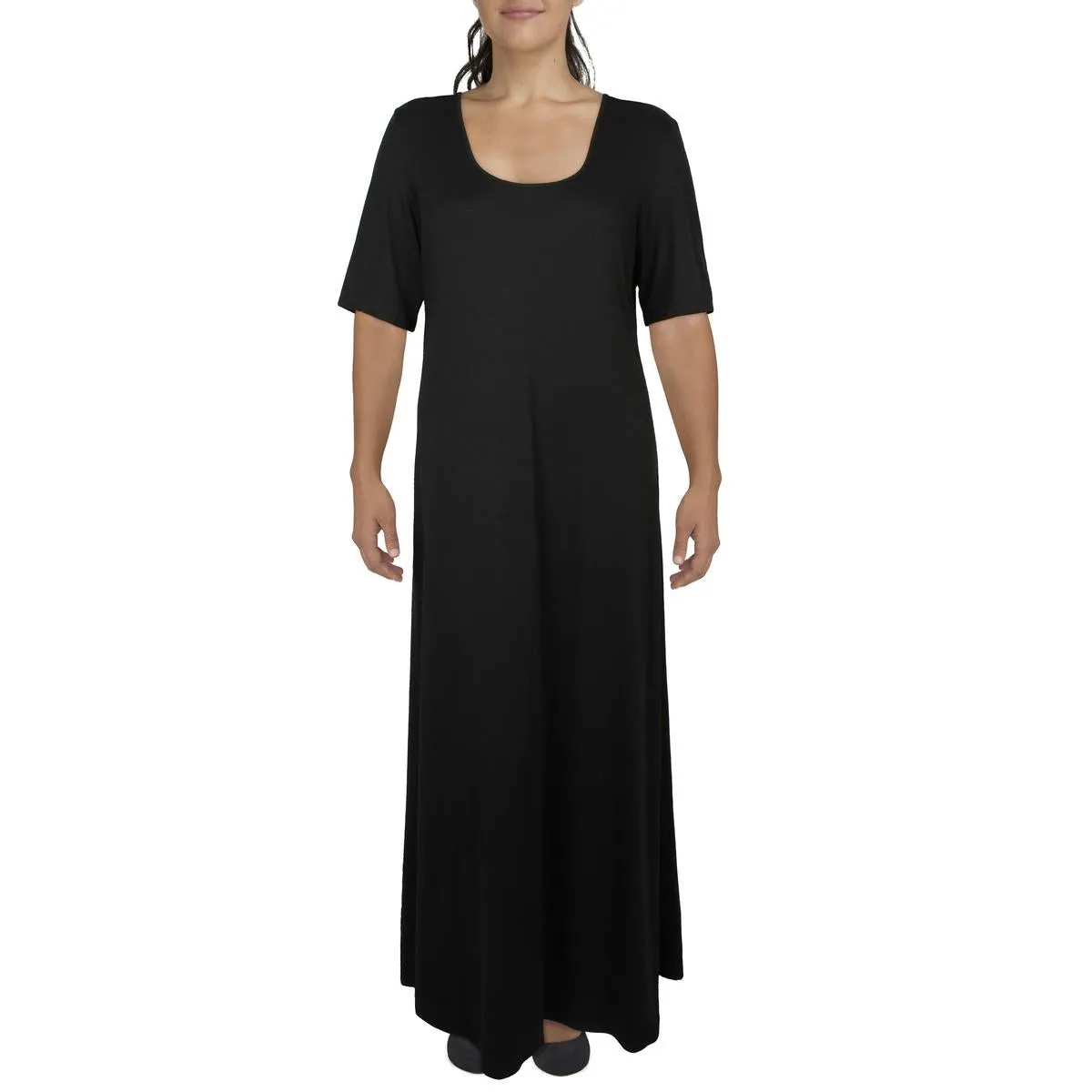 24seven Comfort Apparel Womens Plus Short Sleeve Long Maxi Dress