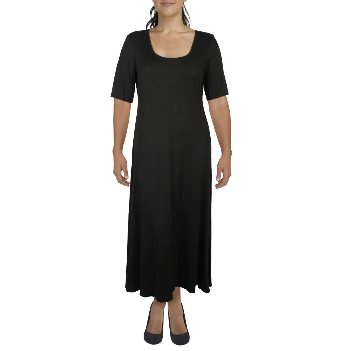 24seven Comfort Apparel Womens Plus Short Sleeve Long Maxi Dress