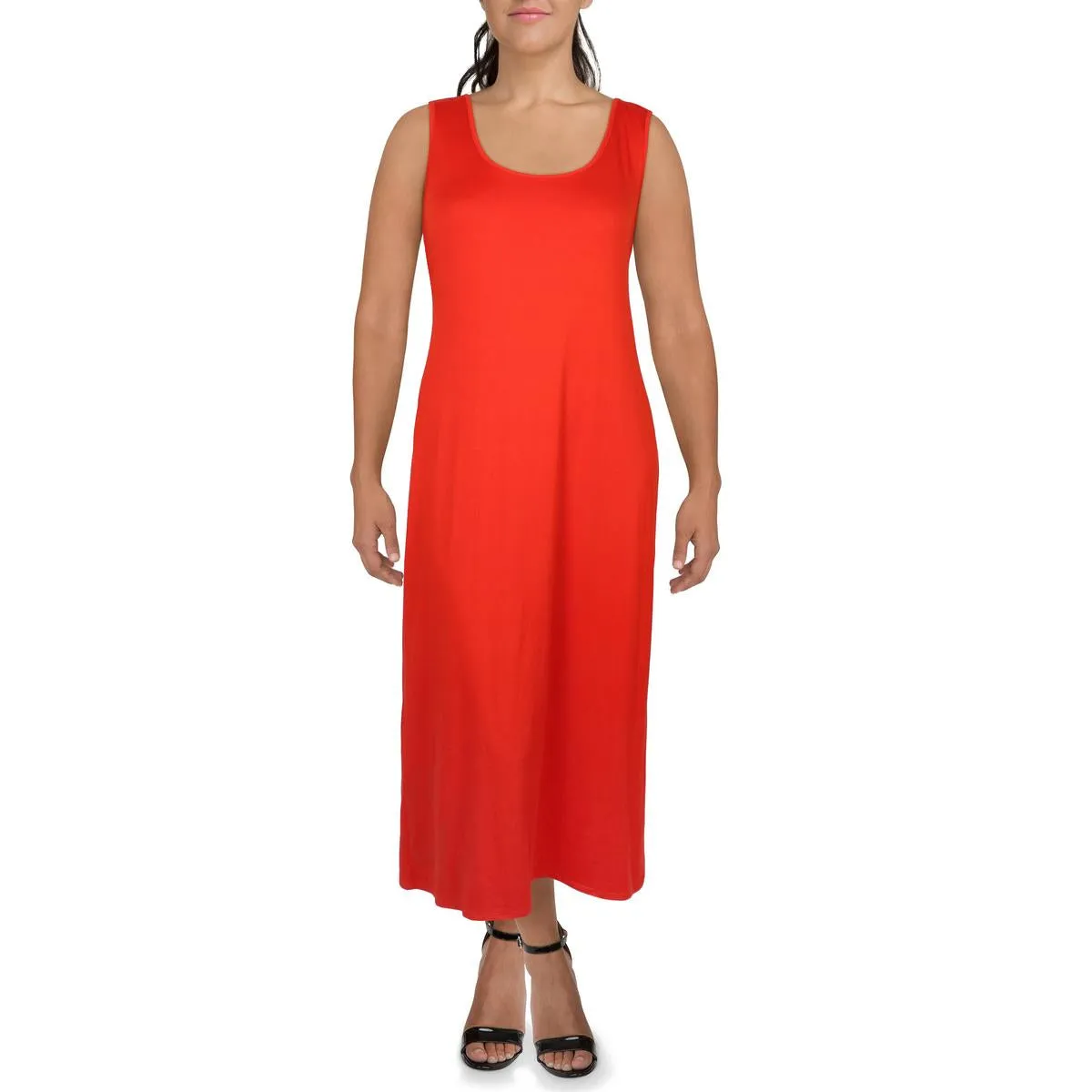 24seven Comfort Apparel Womens Sleeveless Scoop Neck Midi Dress