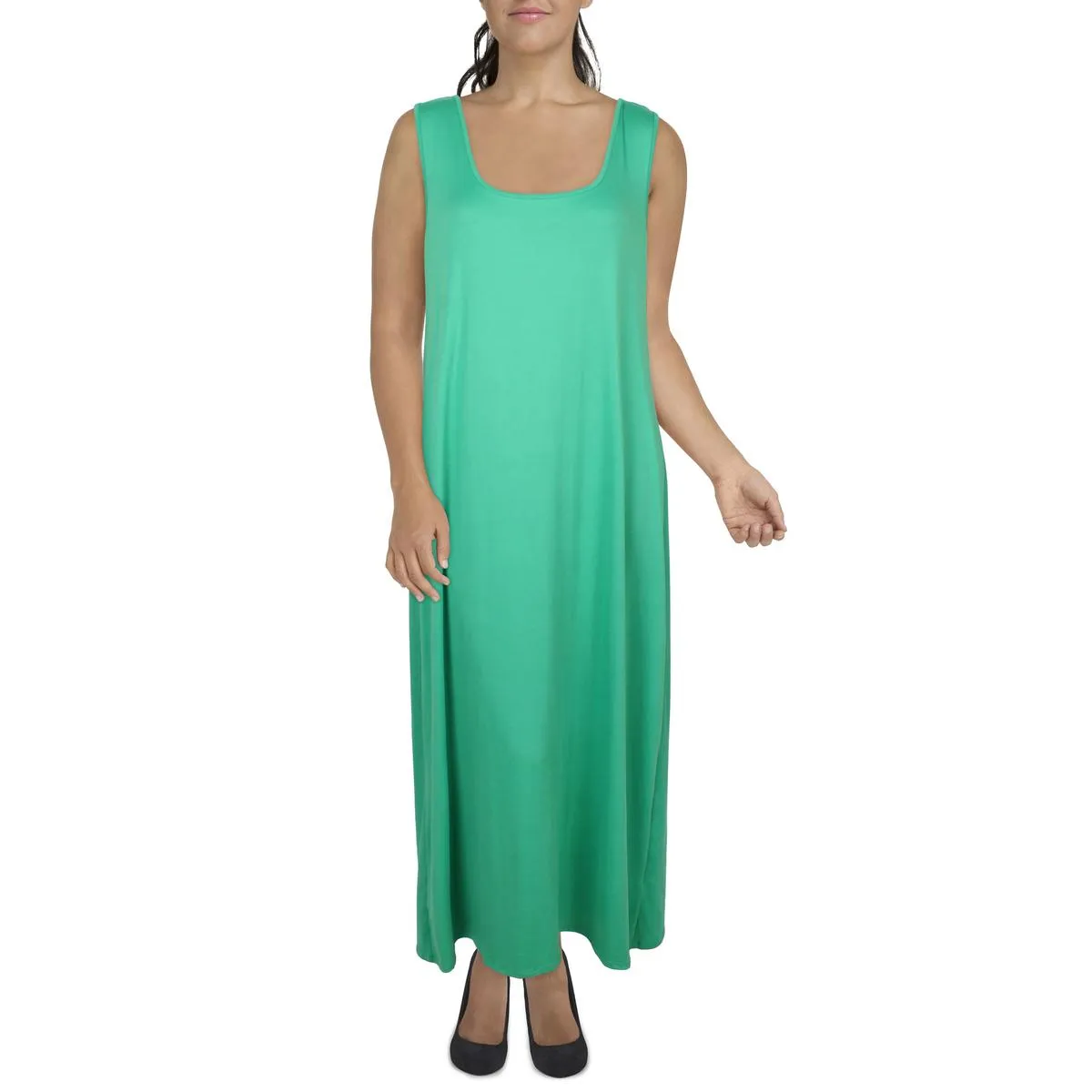 24seven Comfort Apparel Womens Sleeveless Scoop Neck Midi Dress