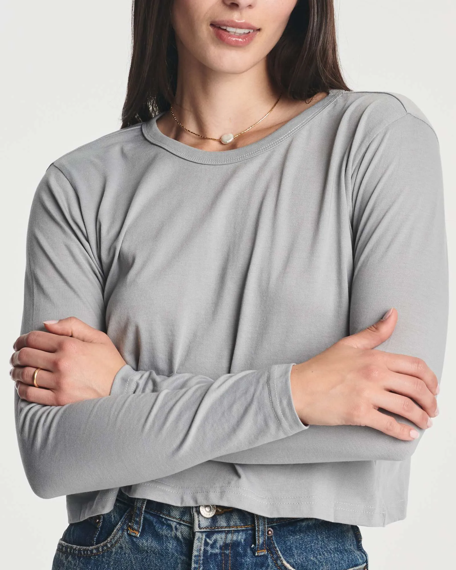 4 Pack: Women's Long Sleeve Crew Crop Top ( Available in Plus Size)