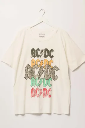 AC/DC Distressed Oversize Logo Graphic Tee