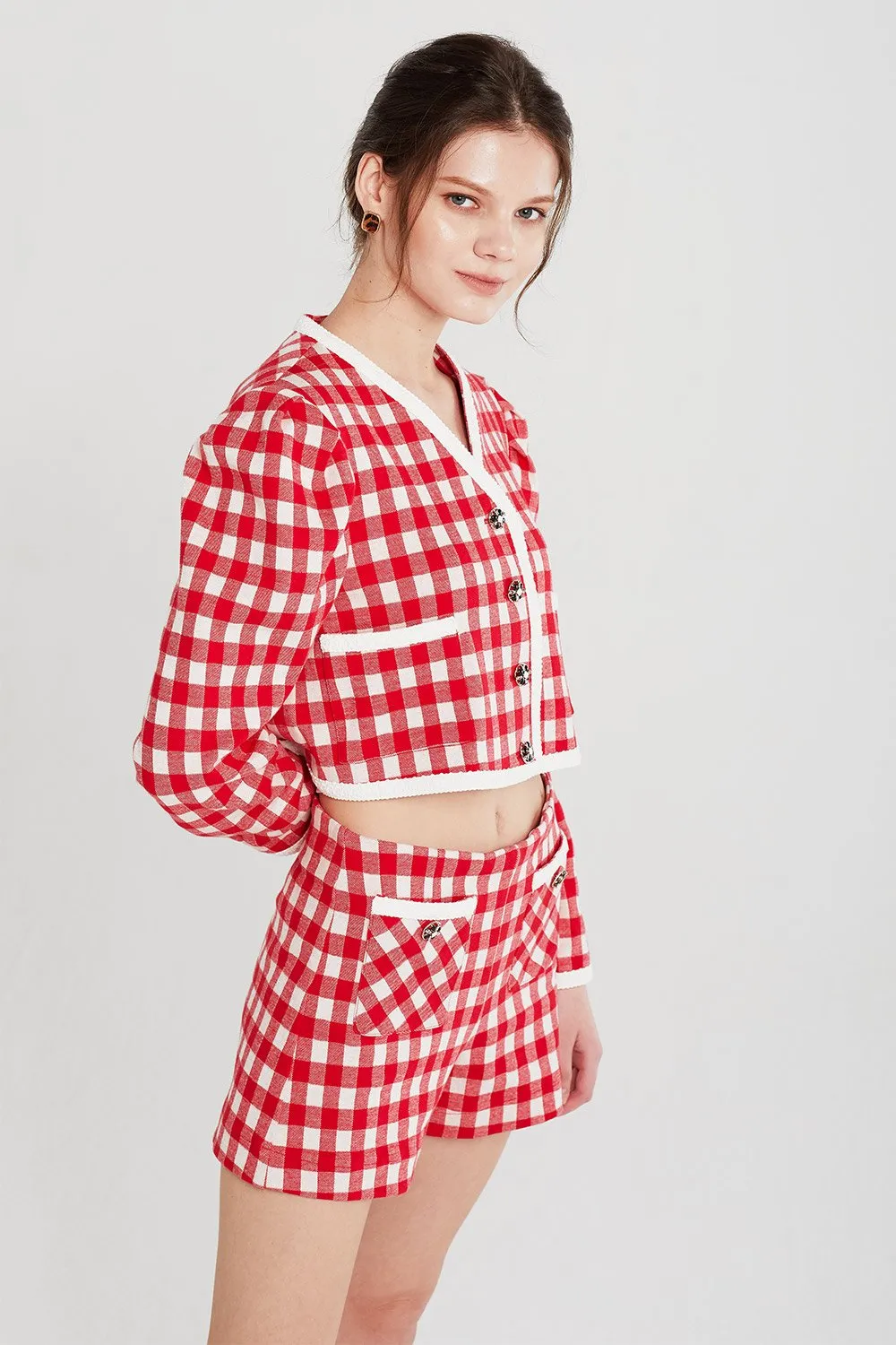 Alexa Gingham Cropped Jacket