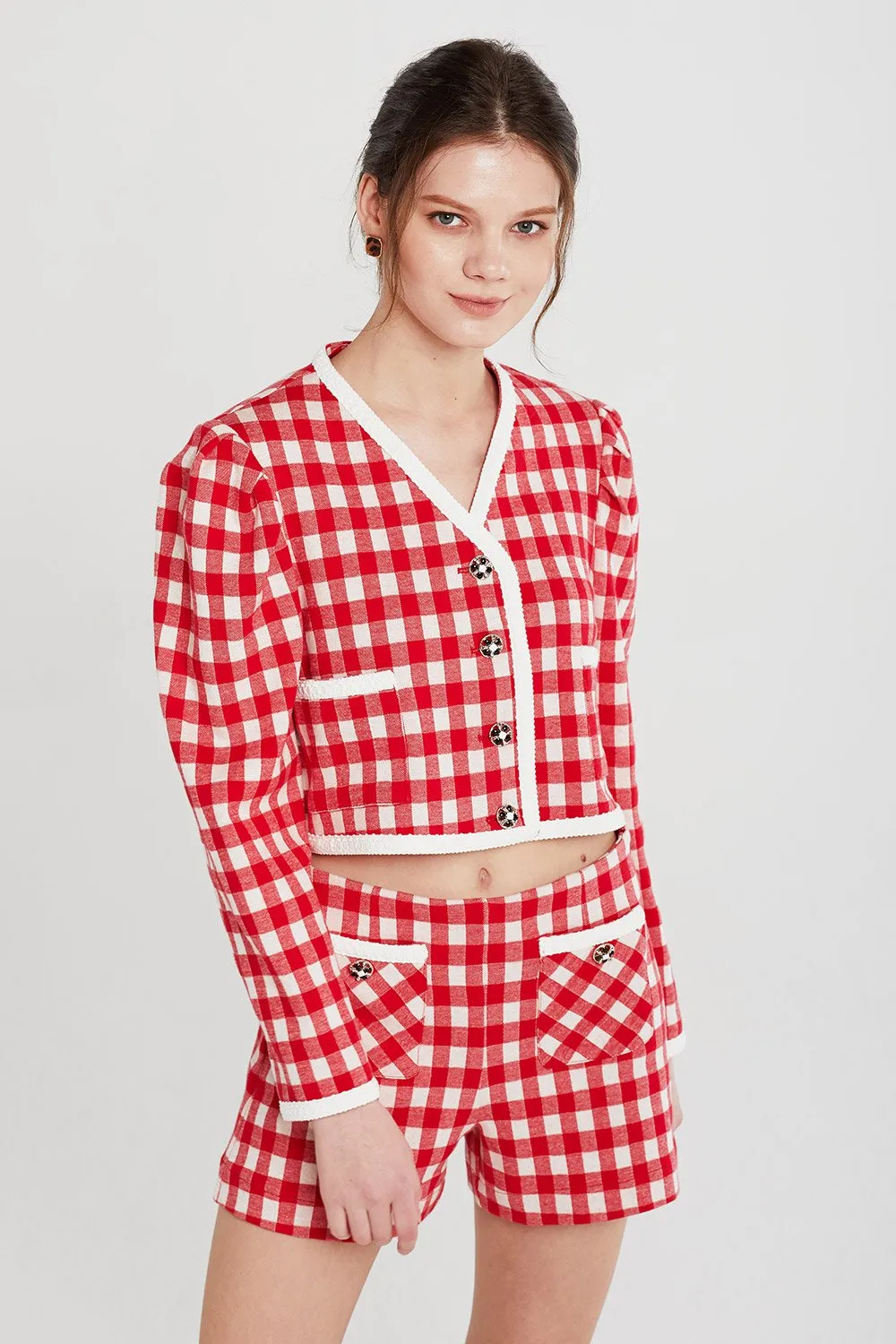 Alexa Gingham Cropped Jacket