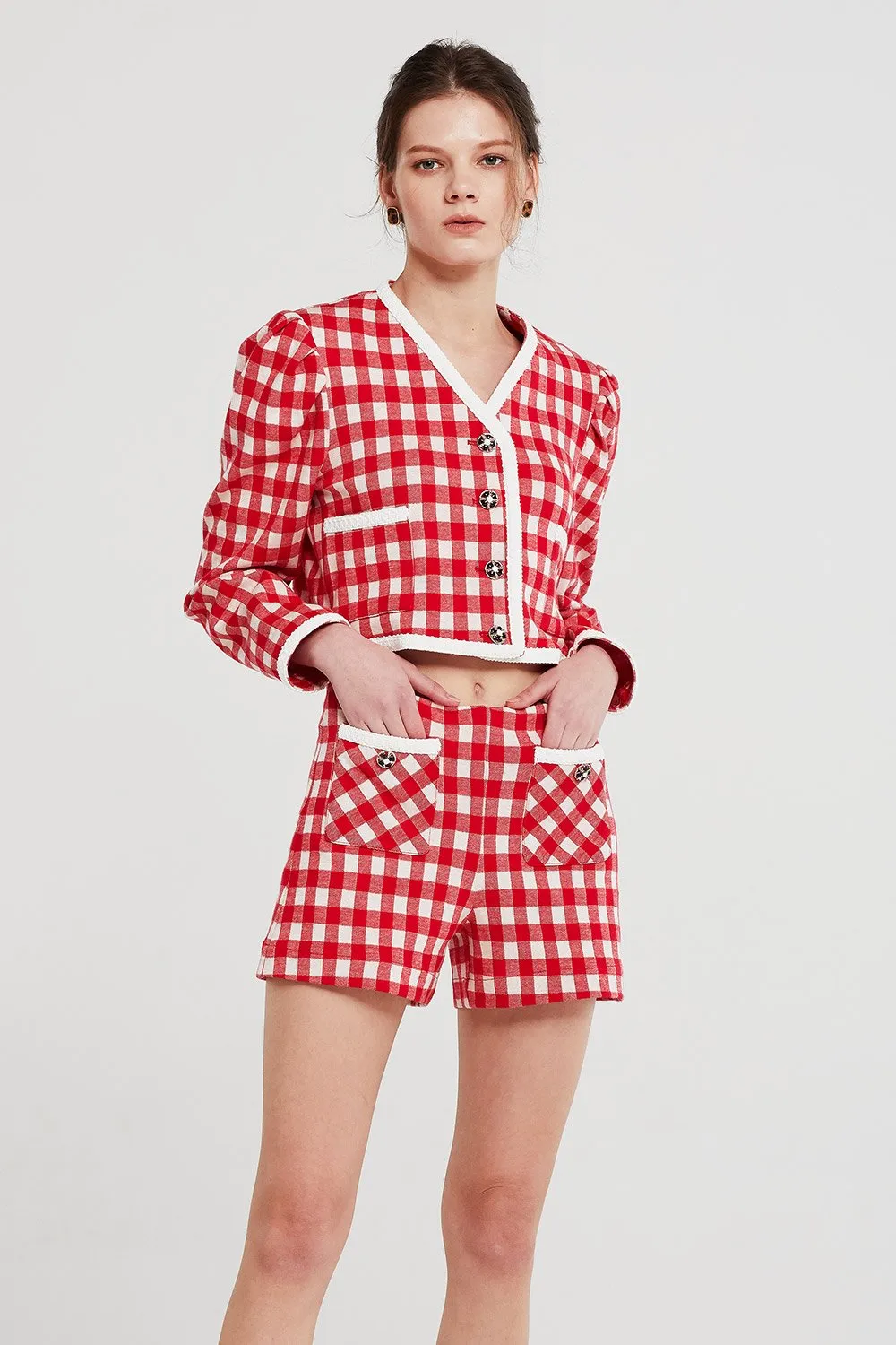 Alexa Gingham Cropped Jacket