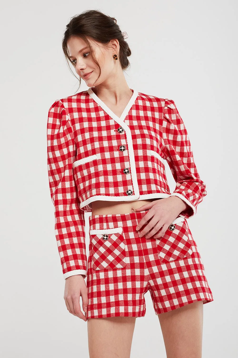 Alexa Gingham Cropped Jacket