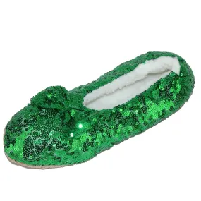 Alotta Knits Women's Sequins Ballerina Slippers with Sherpa Fleece Lining