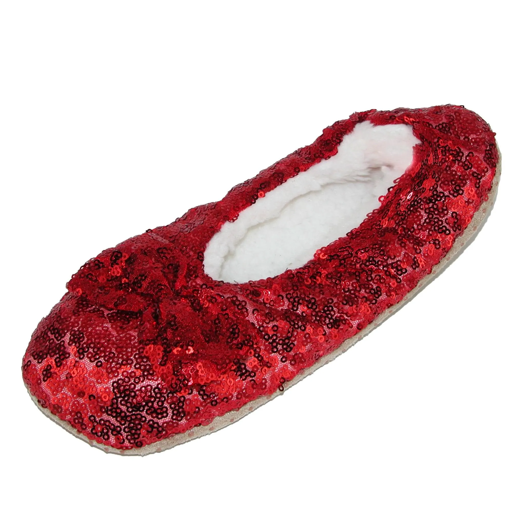 Alotta Knits Women's Sequins Ballerina Slippers with Sherpa Fleece Lining