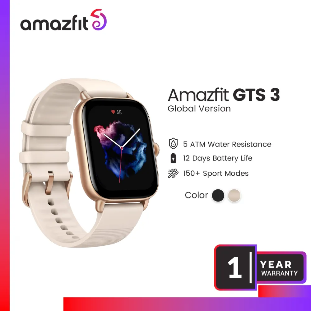 Amazfit GTS 3 Smart Watch(1 Year Official Warranty) -Ivory White