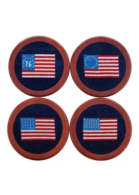 AMERICAN FLAG NEEDLEPOINT COASTER SET