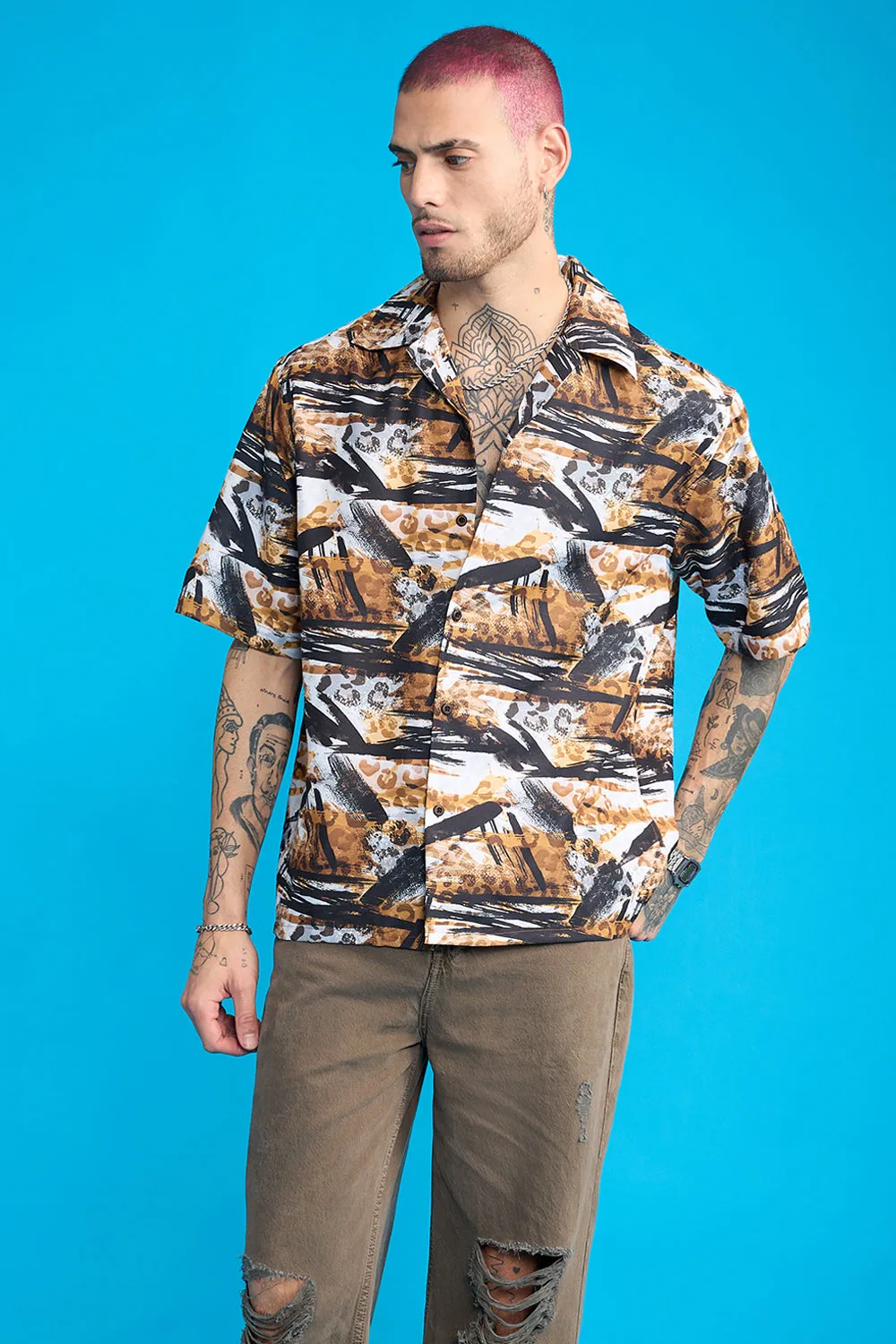 Animal Print Men's Resort Shirt