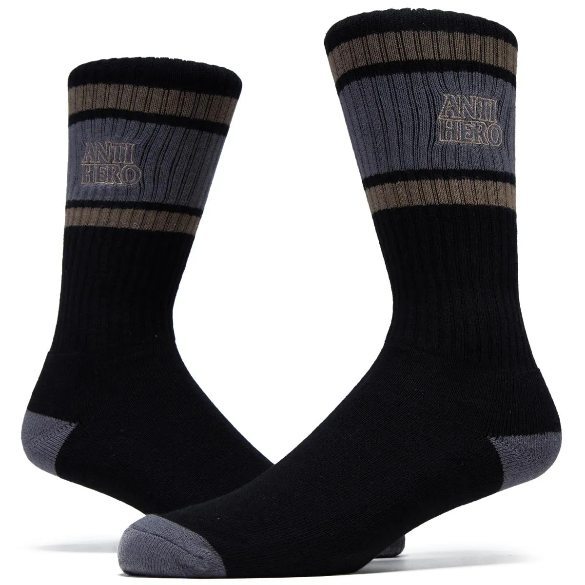 Anti-Hero Blackhero Outline Emb Socks - Black/Bronze/Charcoal