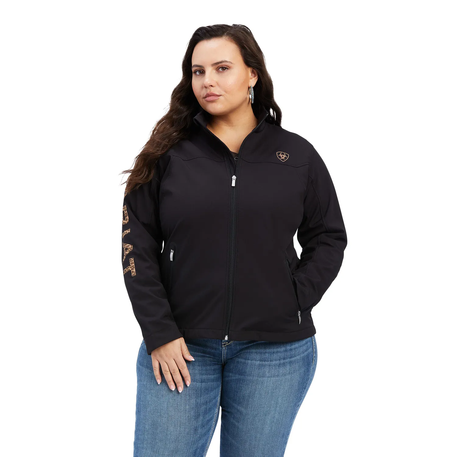 Ariat Womens New Team Softshell Jacket Black Leopard