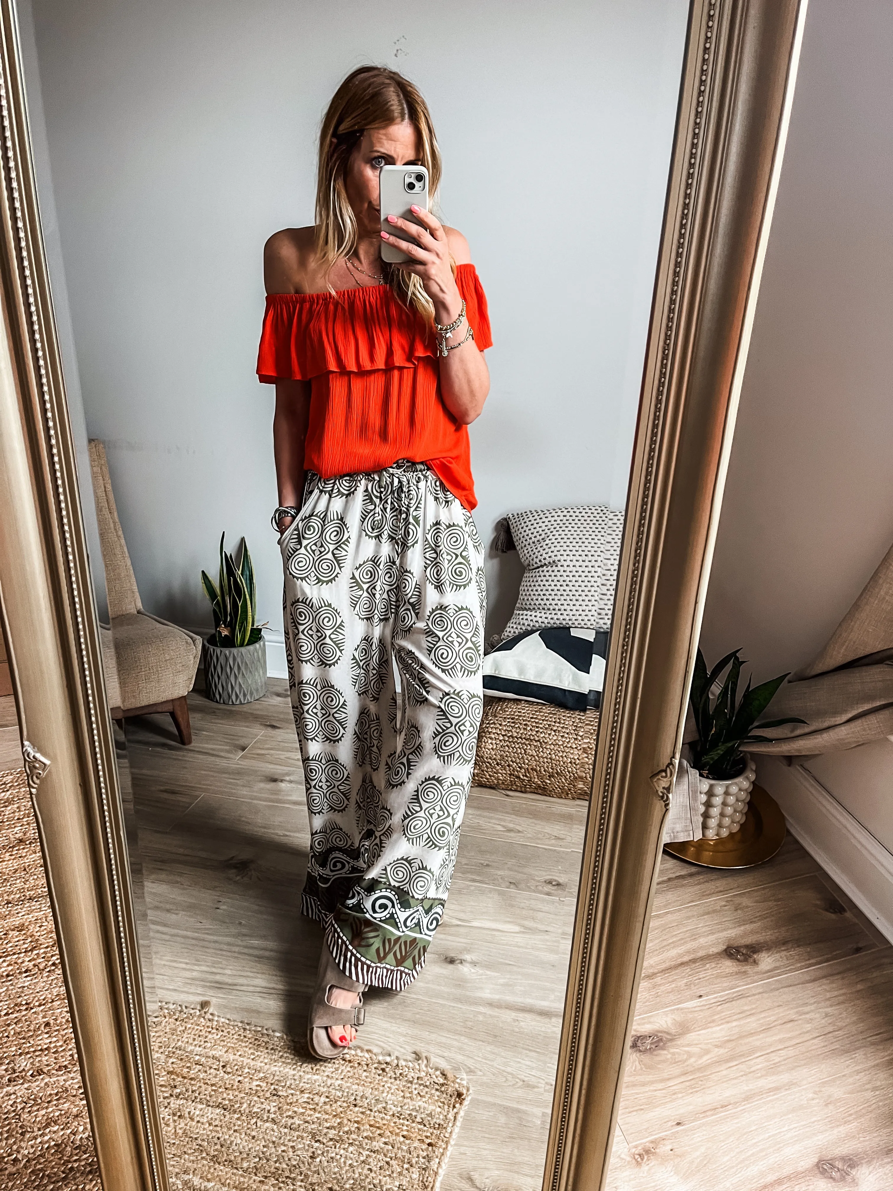 Aztec Print Wide Leg Trousers