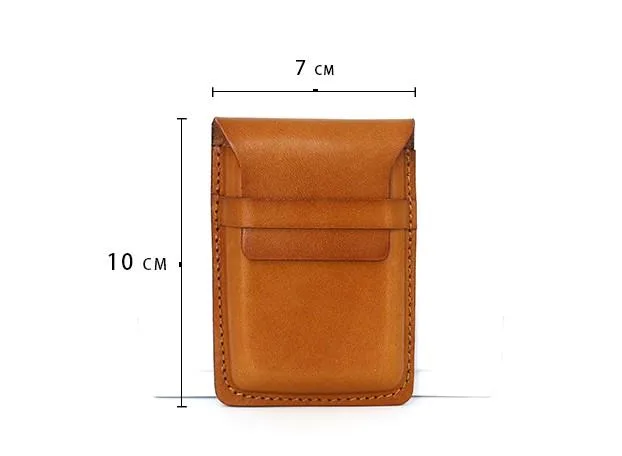 Badass Leather Mens Card Wallet Front Pocket Wallets Small Slim Wallet Change Wallet for Men