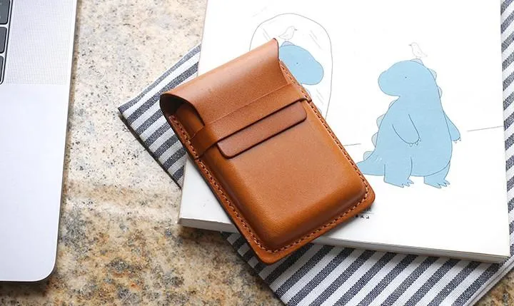 Badass Leather Mens Card Wallet Front Pocket Wallets Small Slim Wallet Change Wallet for Men