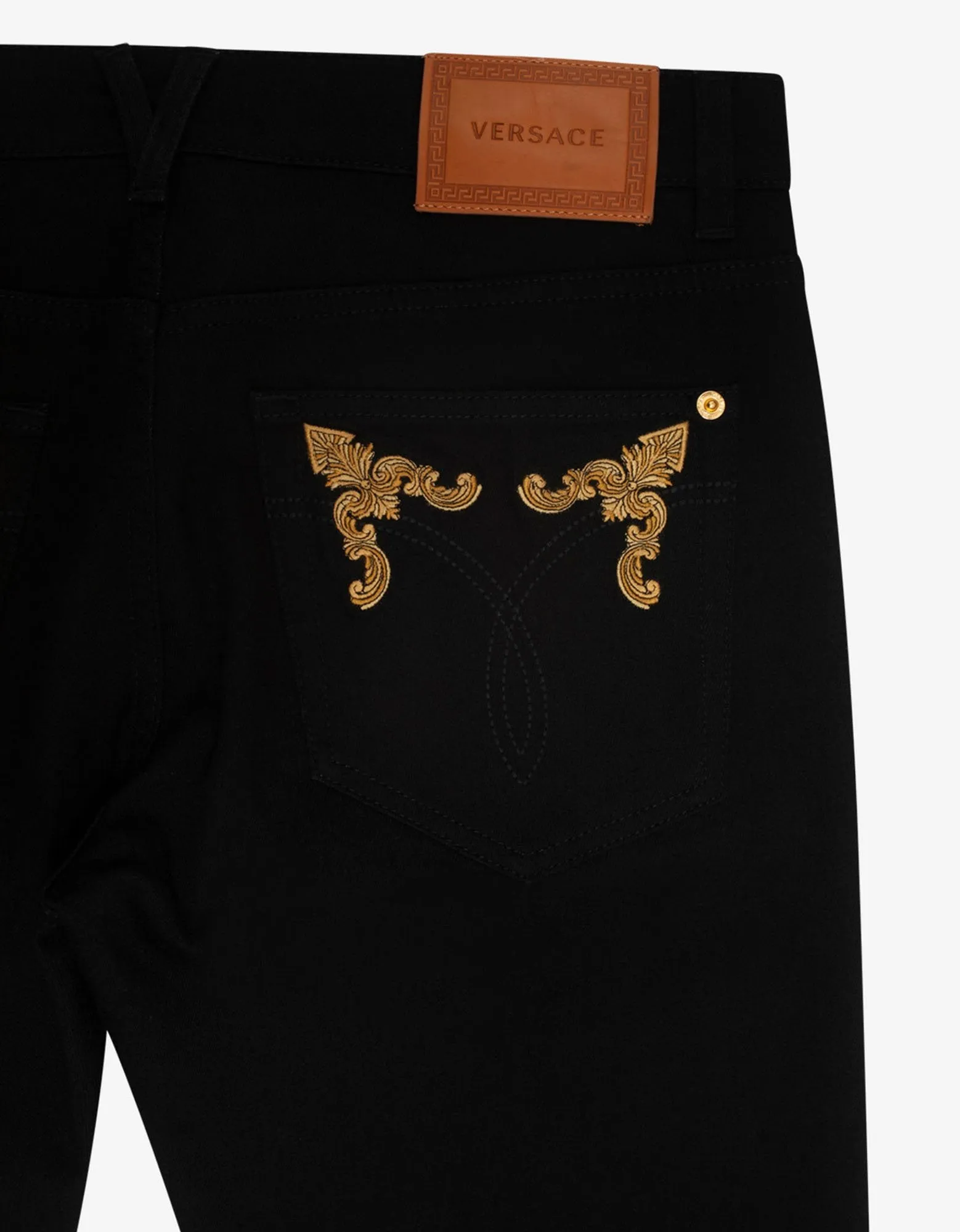 Black Barocco Embroidery Slim Jeans -