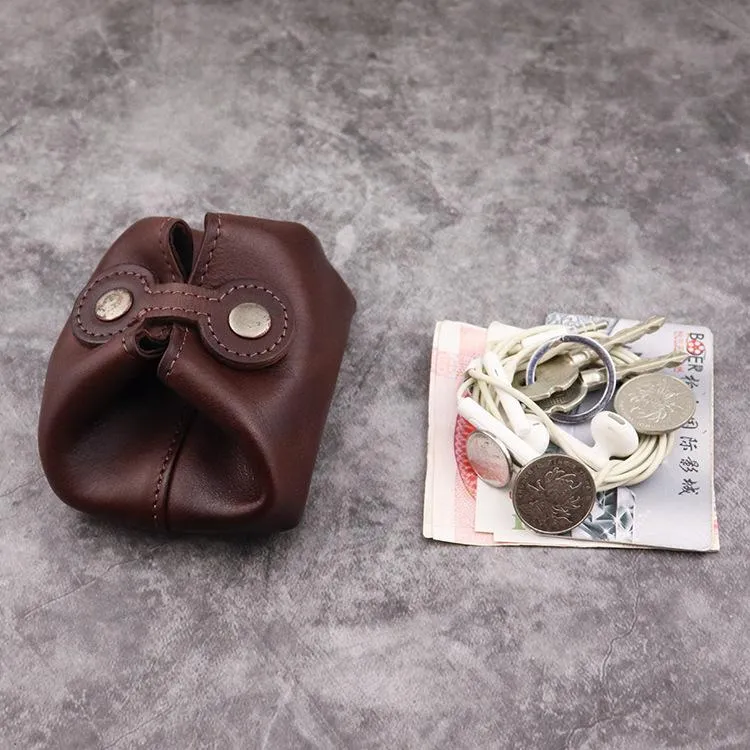 Black Women Mens Leather Coin Purse Coin Pouch Change Case Mini Leather Pouch For Men and Women