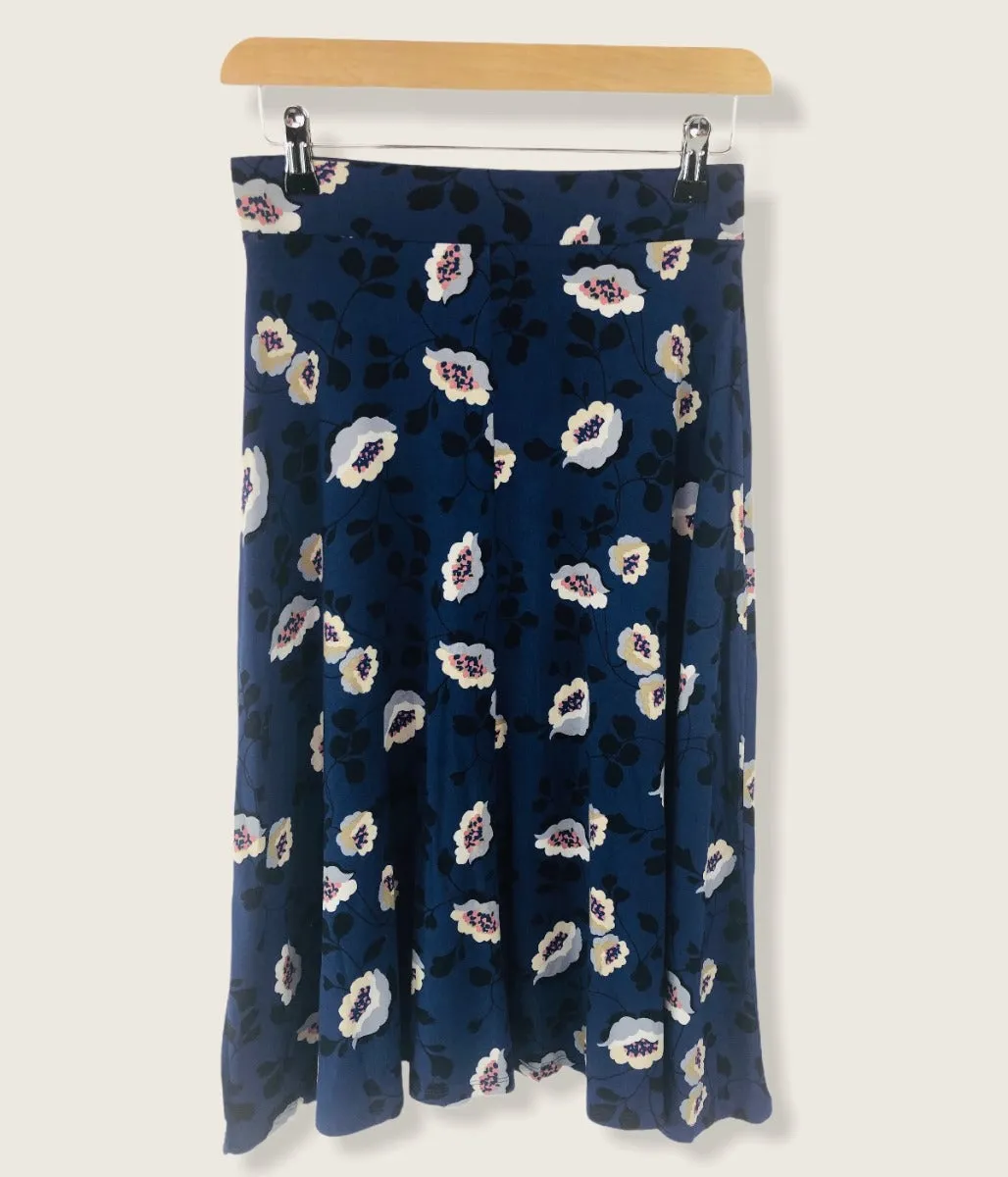 Blue Jersey Floral Midi Skirt 6