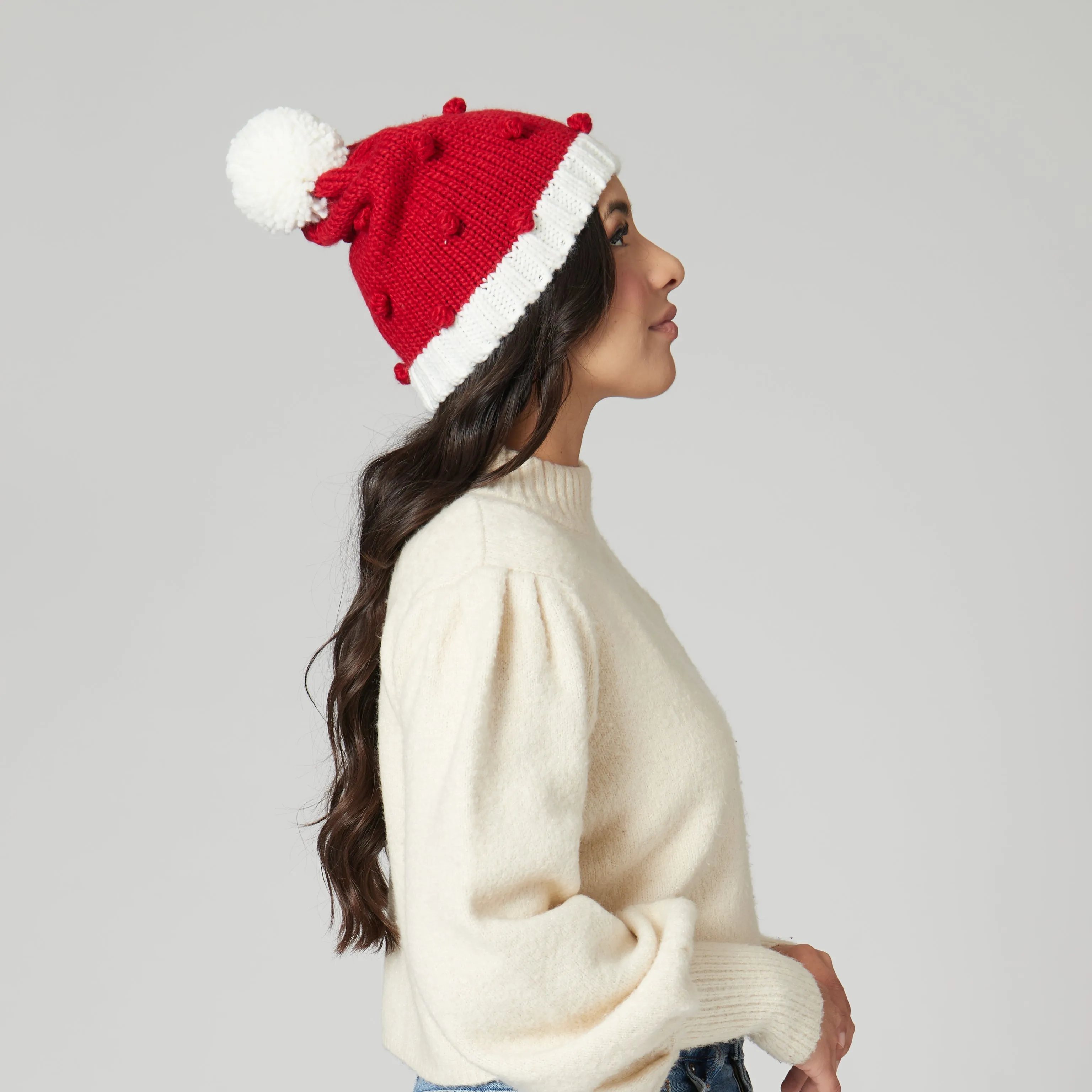 Bobble Knit Holiday Beanie