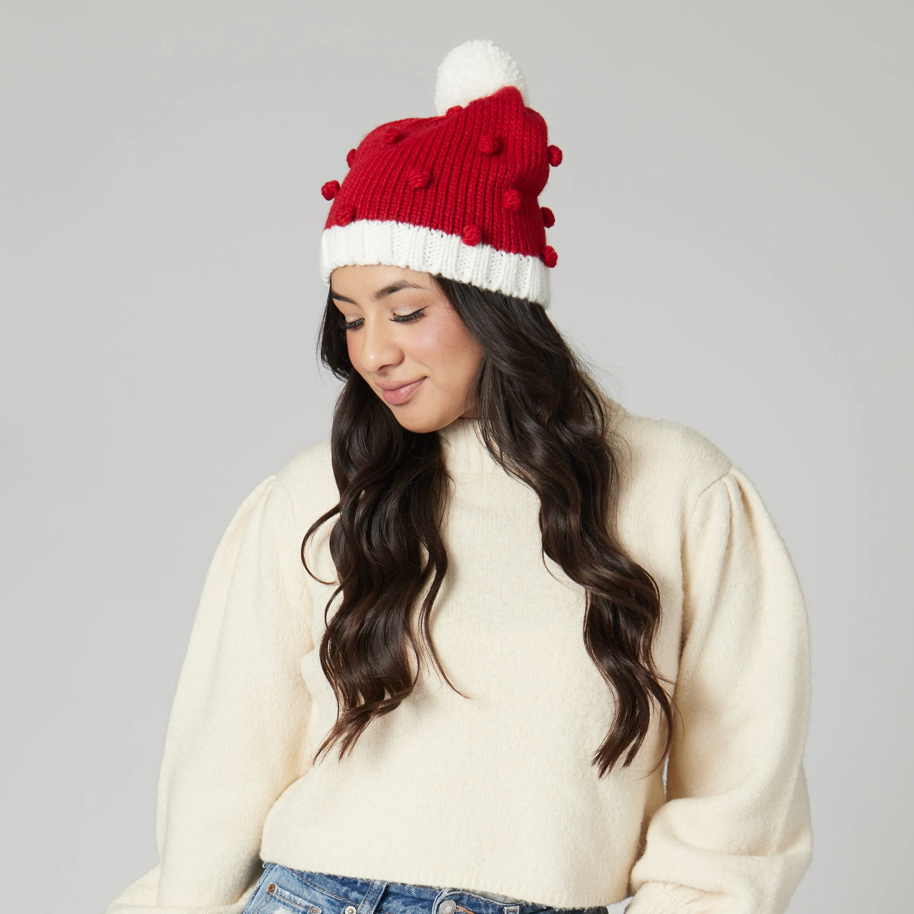 Bobble Knit Holiday Beanie