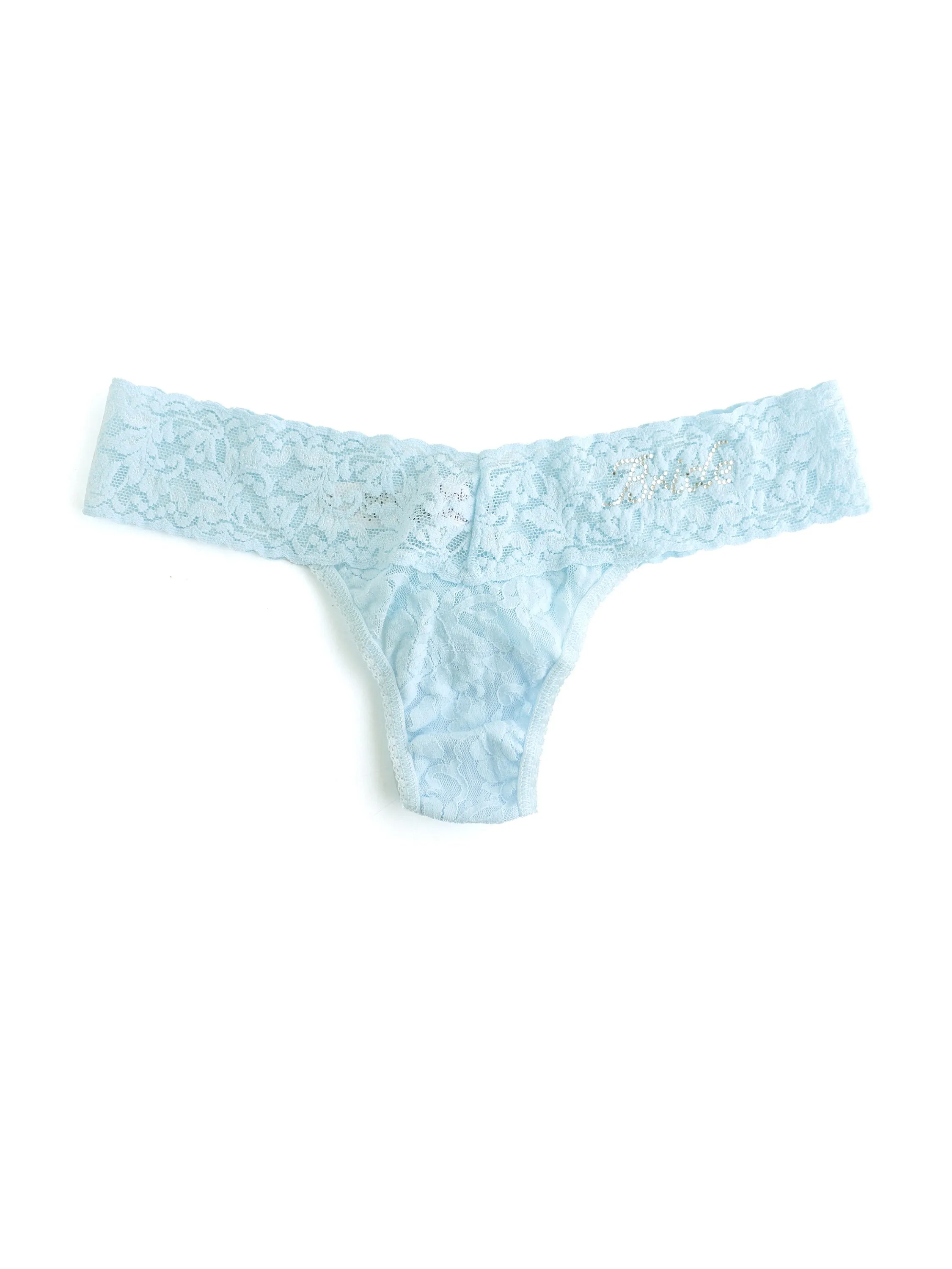 Bride Crystal Signature Lace Low Rise Thong Celeste Blue