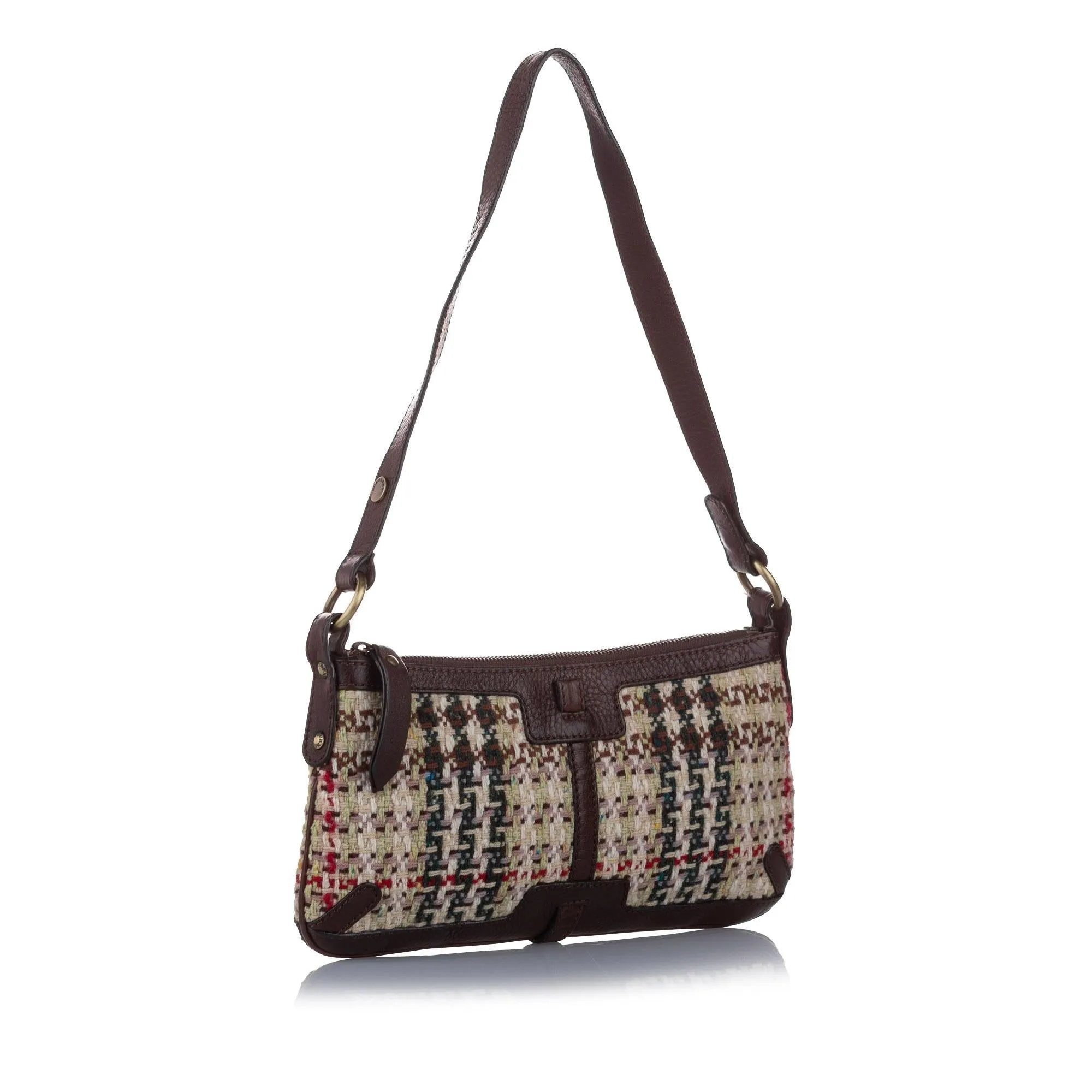 Burberry House Check Tweed Shoulder Bag (SHG-15322)