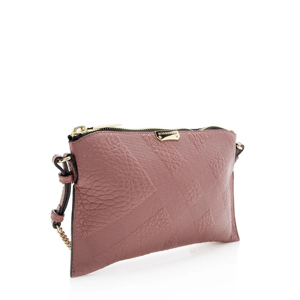 Burberry Leather Embossed Check Peyton Crossbody Bag (SHF-14323)