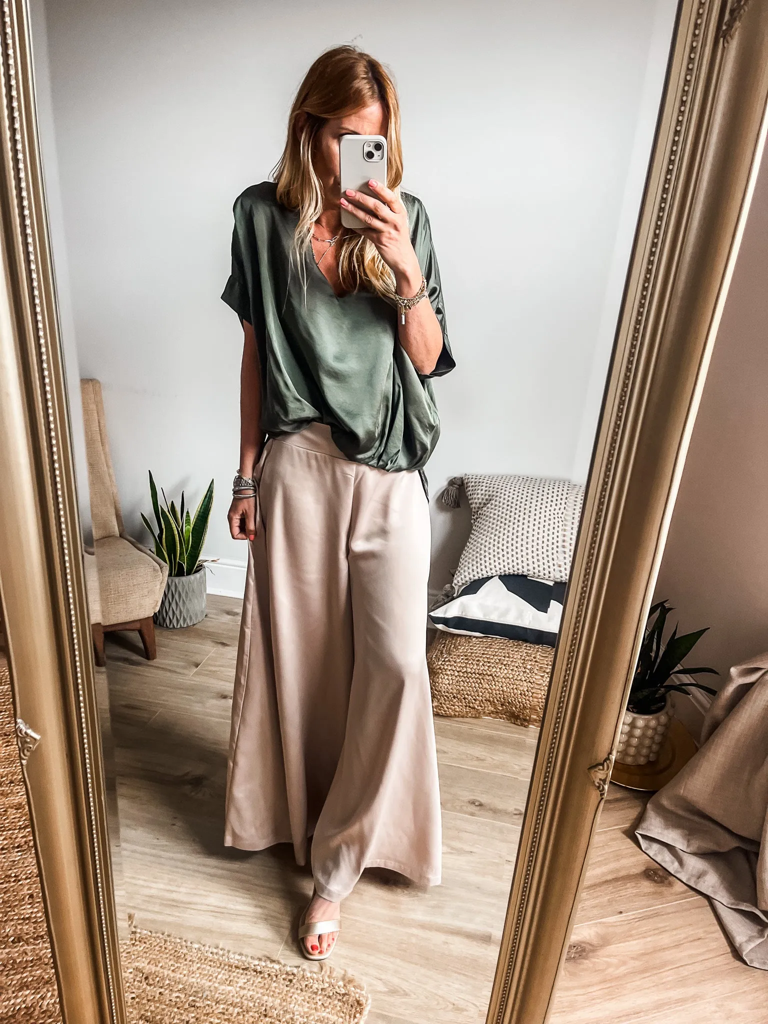 b.young Esto Satin Palazzo Pants PREMIUM BRAND