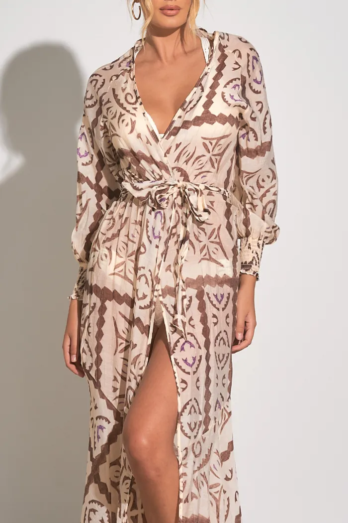 Cabos Print Long Kimono