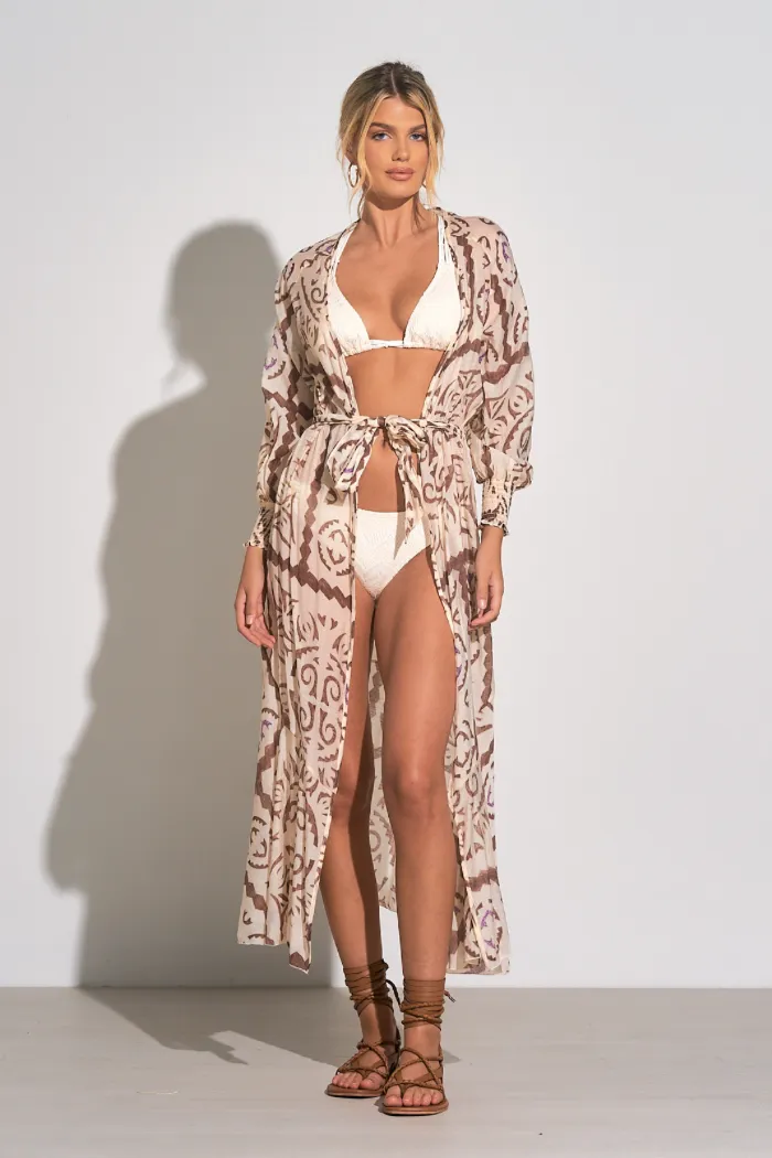 Cabos Print Long Kimono