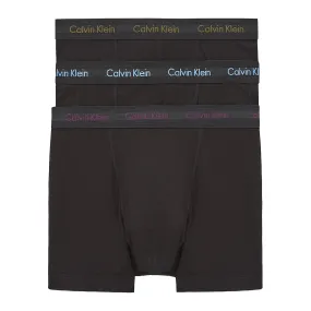 Calvin Klein Cotton Stretch Trunks - Black with Purple/Active Blue/Army Logo