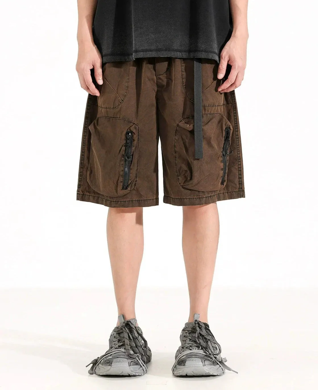 Cargo Utility Shorts with Multiple Zippered Pockets