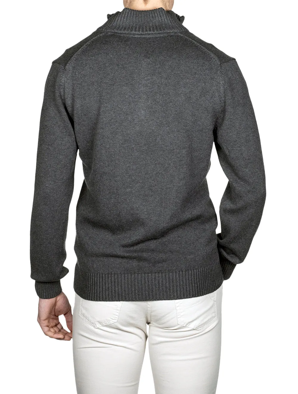 Casual Cotton Half-Zip Sweater Antracite Melange