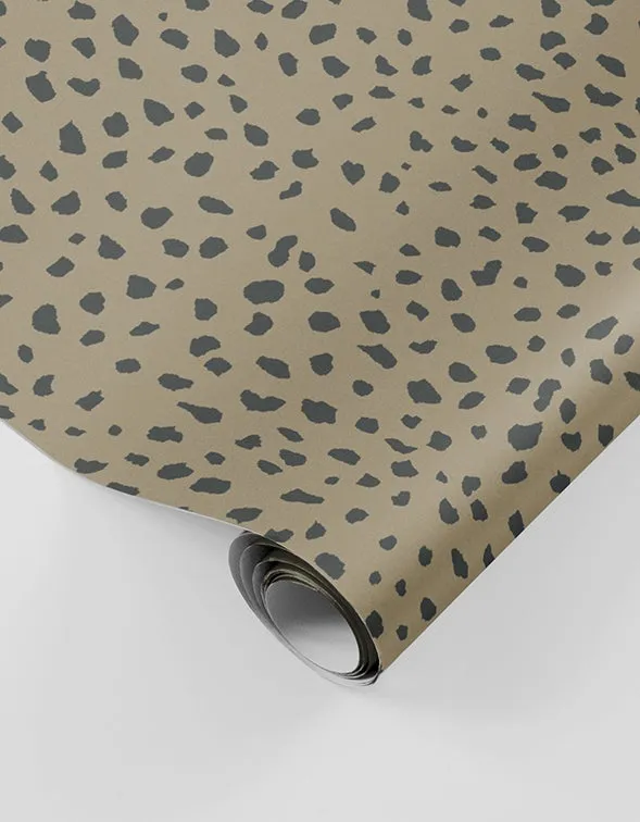 Cat Spots Wrapping Paper - Mid Khaki/Charcoal