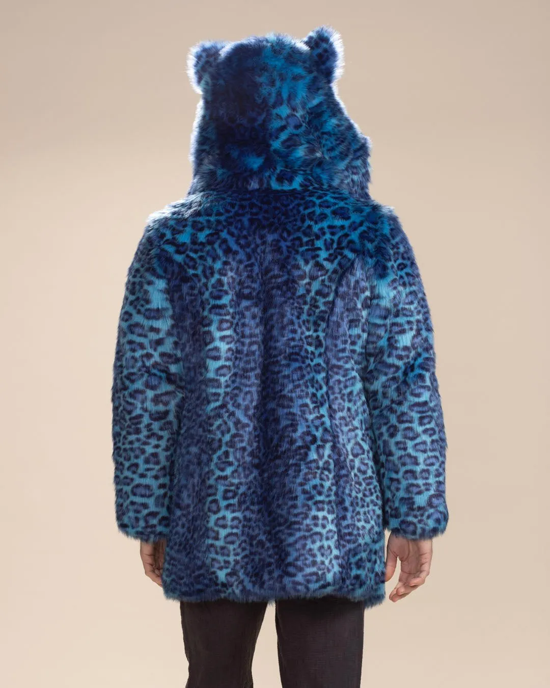 Classic Men's Faux Fur Coat | Electric Blue Lynx