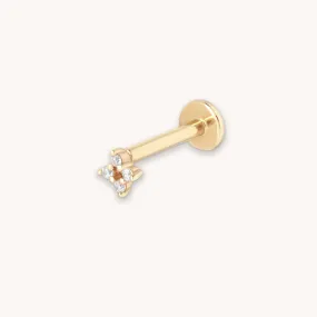 Cosmic Star Crystal Piercing Stud in Solid Gold