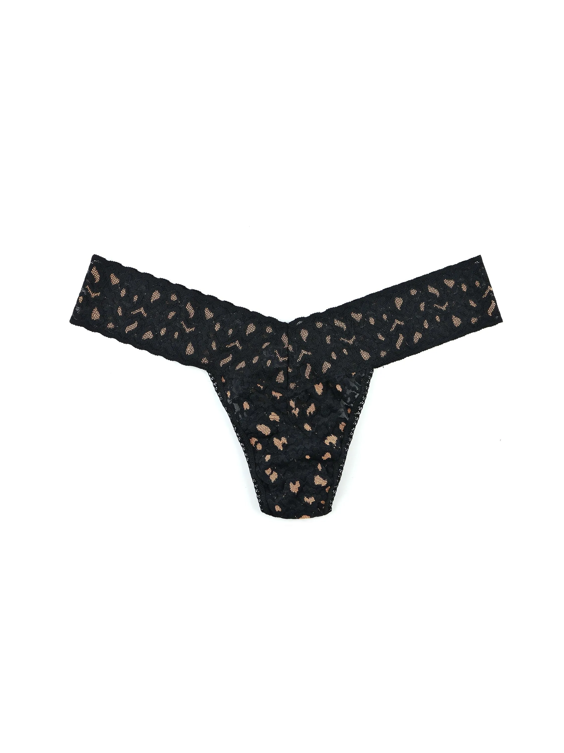 Cross-Dyed Leopard Low Rise Thong Black/Praline