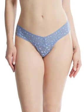 Cross-Dyed Leopard Low Rise Thong Stonewash Blue