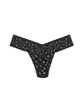 Cross-Dyed Leopard Petite Low Rise Thong Black/Praline