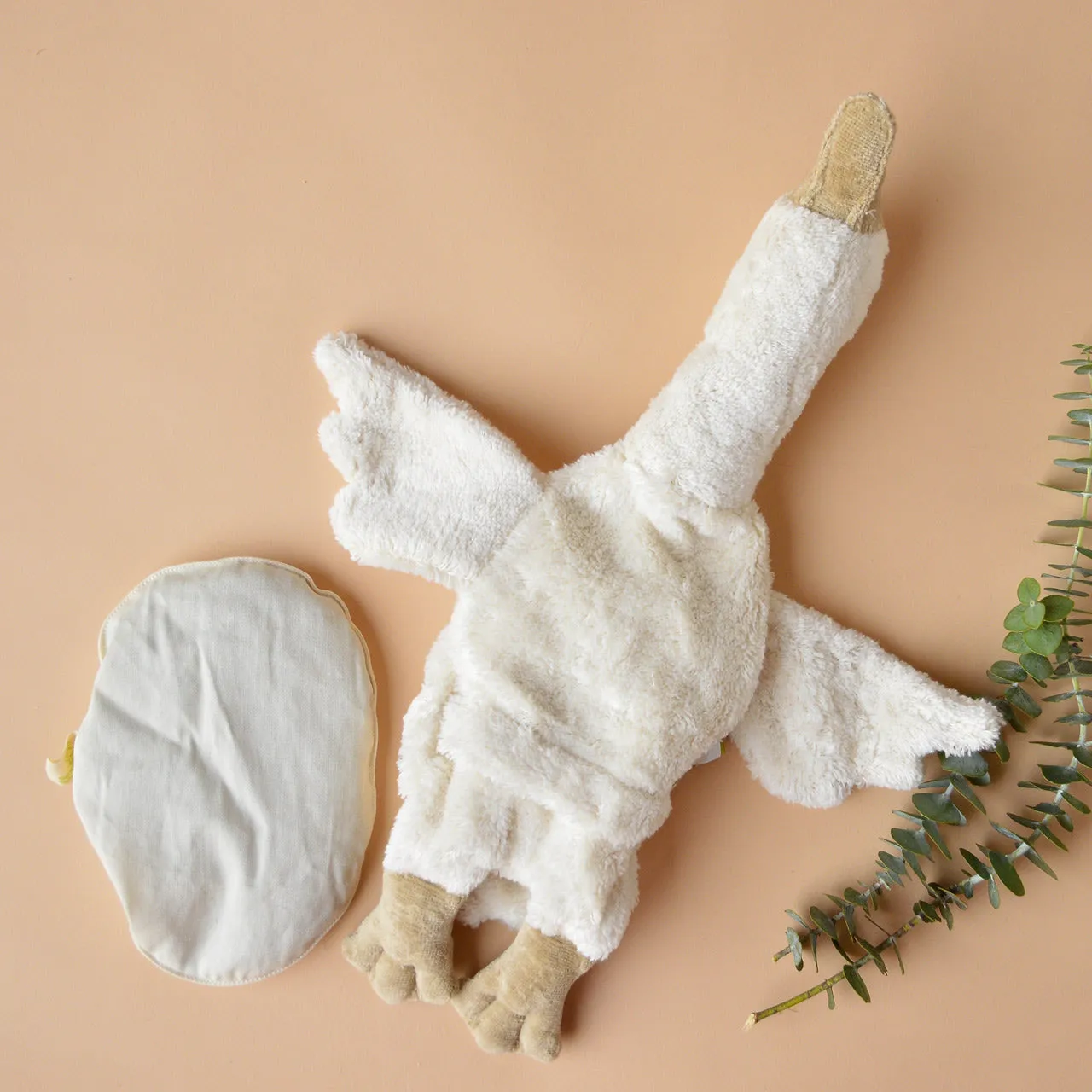 Cuddly Goose Toy/Heat Pack in Organic Cotton/Lambswool - Small