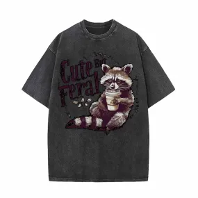 Cute But Feral Raccoon Vintage Washed T-shirt