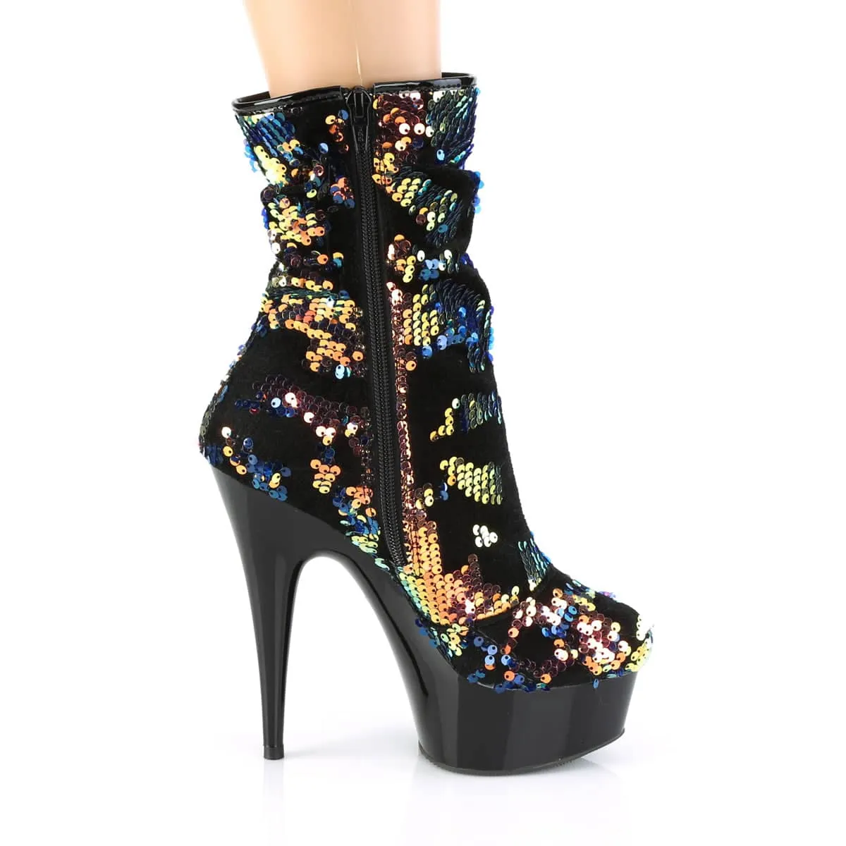 DELIGHT-1004 Black & Green Calf High Boots