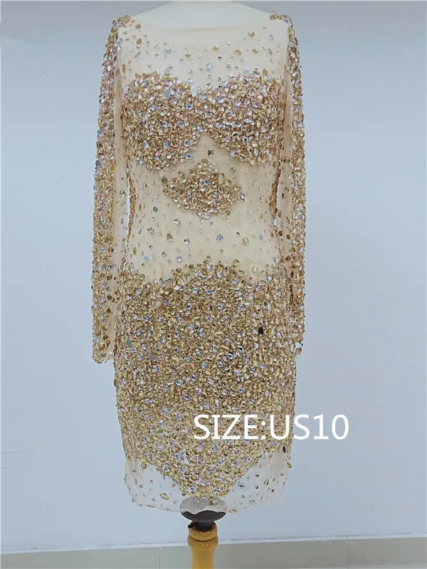 Discount Sparkly Long Sleeves Homecoming Dresses, DD0107